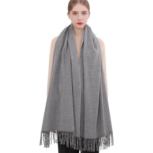Women Pashmina Shawls Wraps Warm Soft Grey2 - Picture 2 of 7